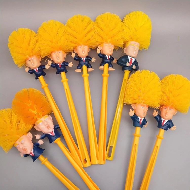 Yellow Cleaning Brushes With Caricature Heads image 1